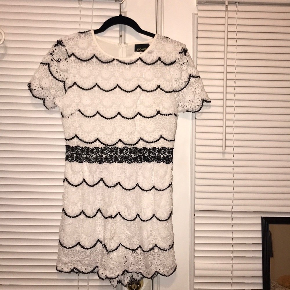 Black and white ruffle romper